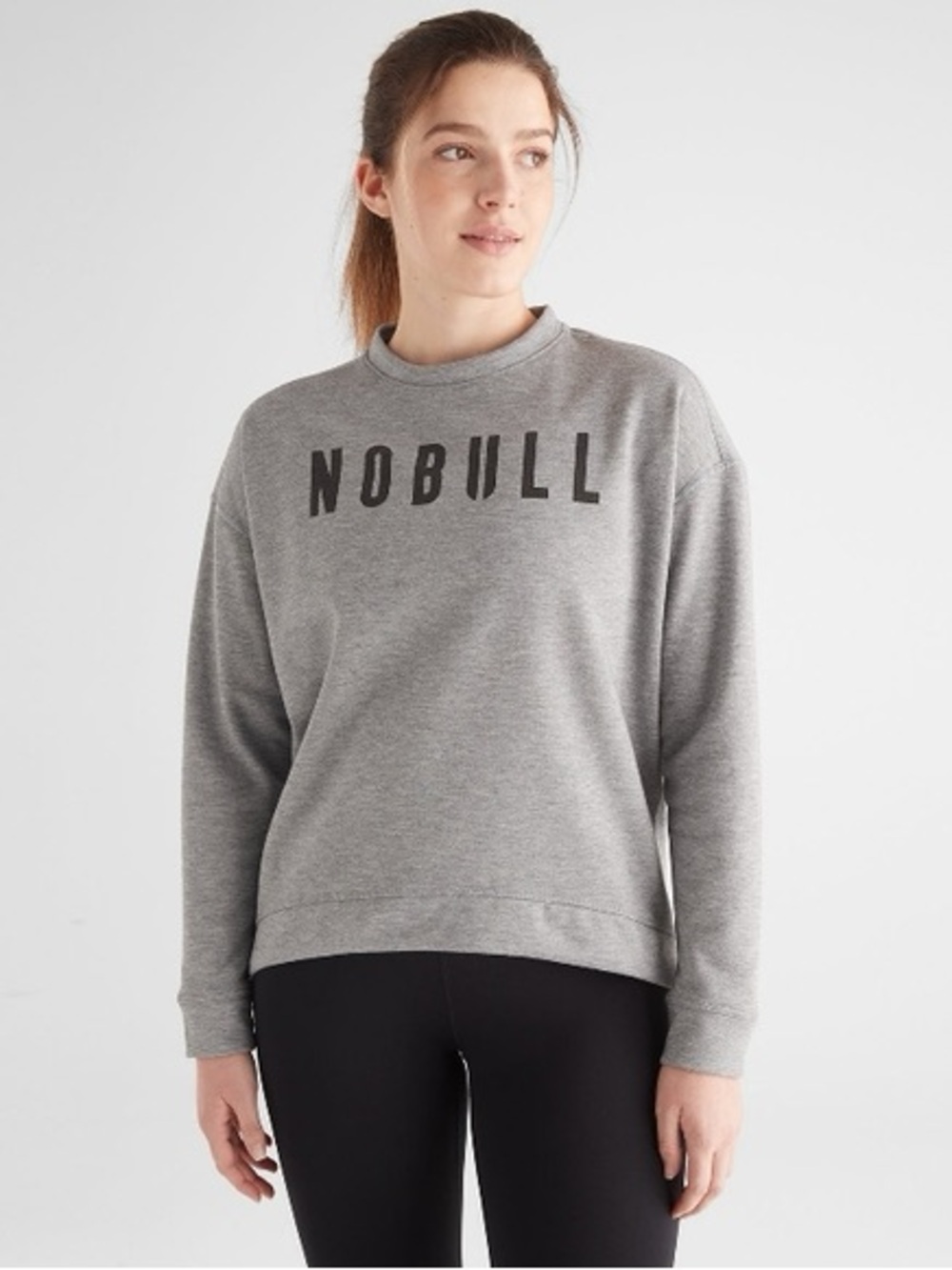 Nobull Sz M Grey Logo Relaxed Casual Athleisure Sweatshirt Sweater